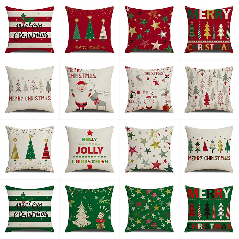 

Christmas Cartoon Letter Hug Pillowcase Linen Sofa Pillows Lumbar Cushion Cover Pillow Covers Living Room Decorative Home Decor