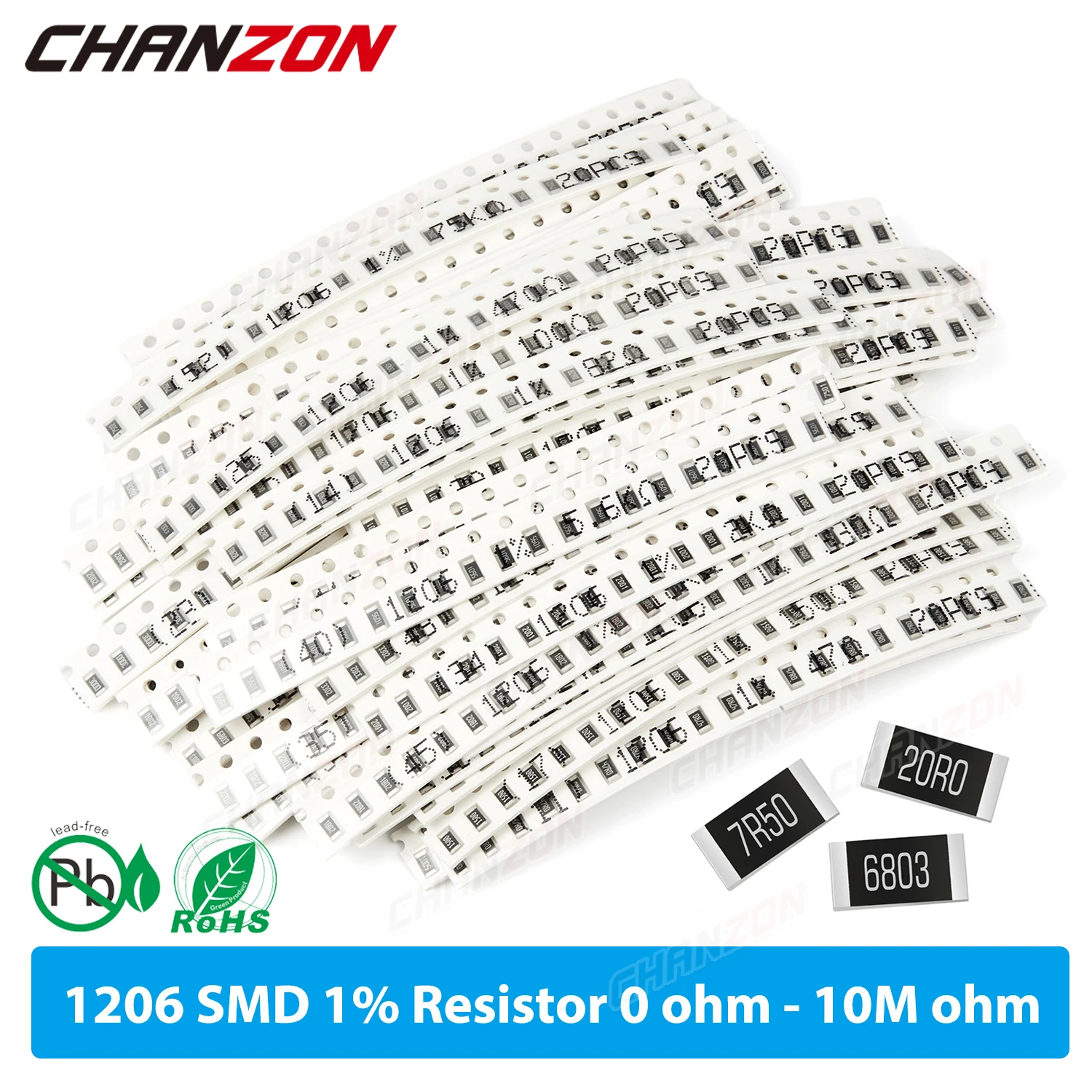 Набор высокоточных SMD резисторов 1206 1% 100 220 330 1K 470 K 10K 20K 33K 43K 75K 82K Ом 1/4W набор
