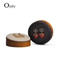 oirlv solid wood jewelry tray for earrings stud earrings brooches round jewelry display stand jewelry organizer holder tower