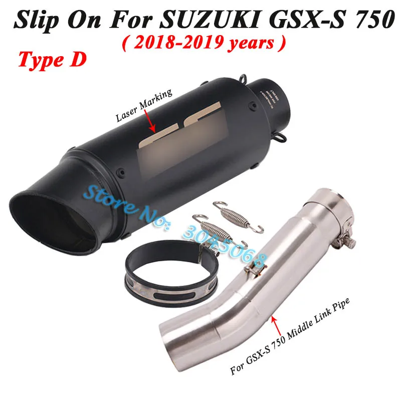 Слипоны для SUZUKI GSX-S 750 GSX S750 мотоциклетные выхлопные трубы, модифицированный Карбон глушитель среднего соединения - Цвет: Type D