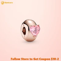 hot sale 100 925 sterling silver pink heart solitaire clip charm fit original pandora bracelets for women jewelry birthday gift