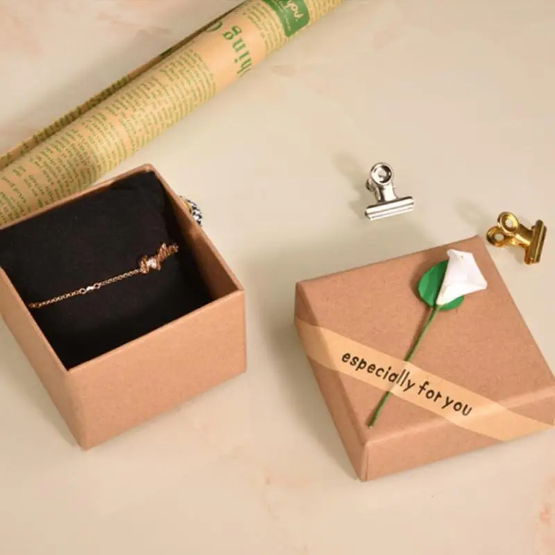 1 шт. квадратная коробка для хранения ювелирных изделий свадебная картонная