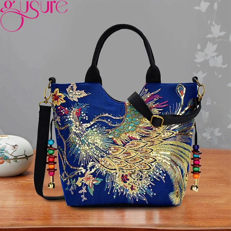 Сумка на плечо Gusure женская Большой Вместительный мессенджер в этническом стиле с
