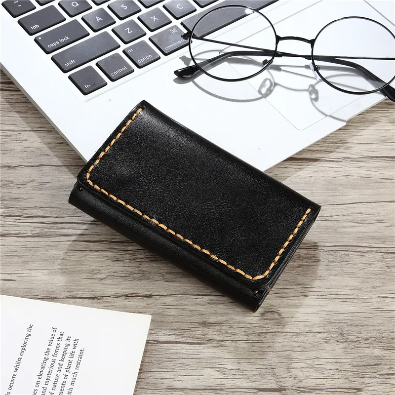 Первый слой воловьей кожи ручной работы Ретро мужской и женский кошелек для