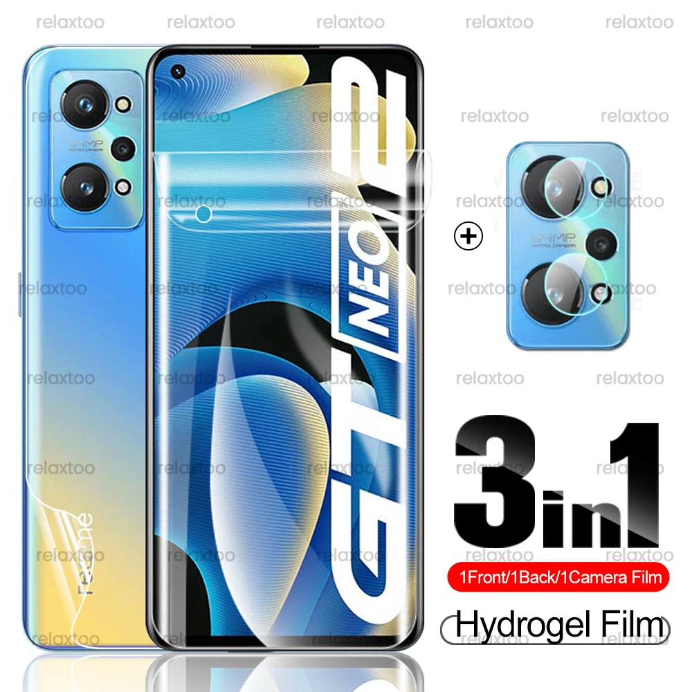 

1-To-3 30000D Front Back Hydrogel Film Cover for Realme GT Neo2 5G Screen Protector Not Glass Realmi GTneo2 GT Neo 2 Camera Glas
