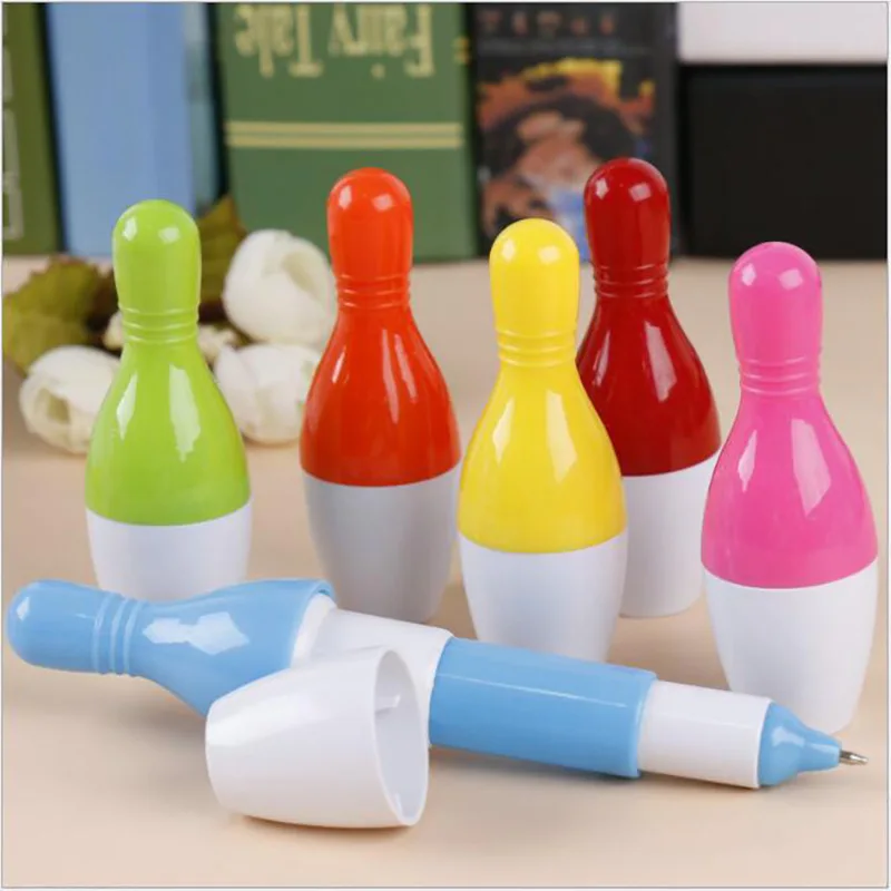 

50PCS Korea Creative Stationery Lovely Simulation Fun Bowling Telescopic Ballpoint Pen Office Accessories Stationery
