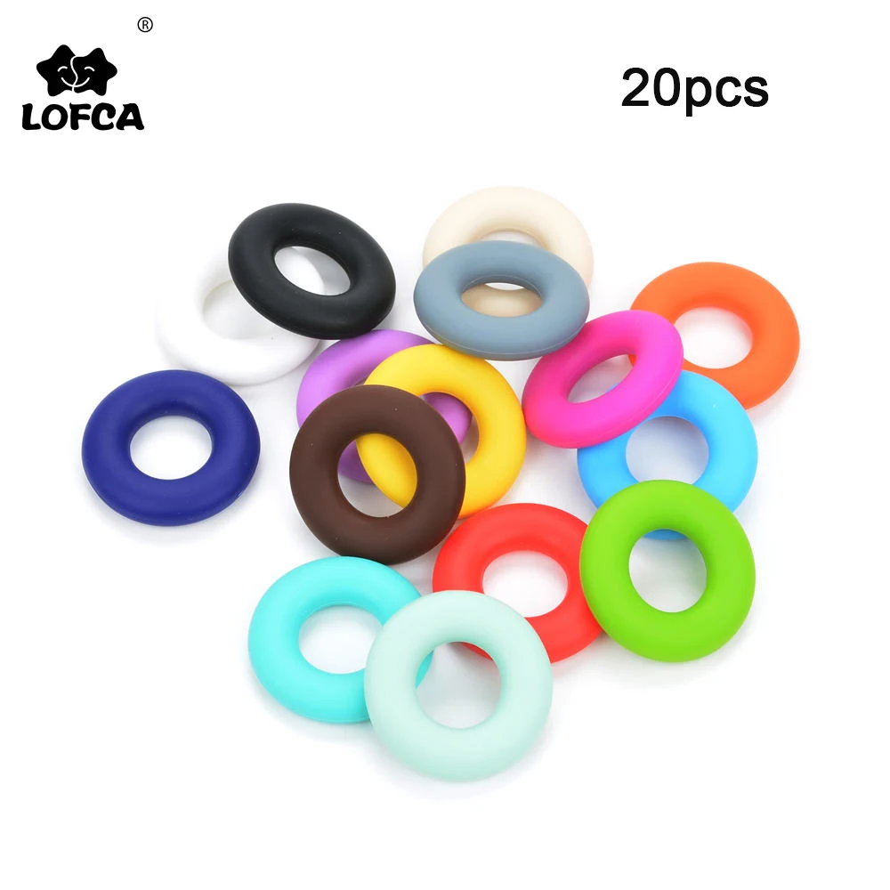 

LOFCA 20pcs Donut Silicone Beads Baby Teether BPA Free Food Grade Silicone Teething Beads For Baby Pacifier Chain Accessories