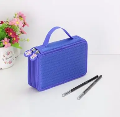 2 Layers Blue Оксфорд школьный пенал Чехол Kawaii/36/48/72 Отверстия штраф Карандаш Чехол большой мешок ручки коробка мульти детские многофункциональные Канцтовары чехол - Цвет: 2 Layers Blue