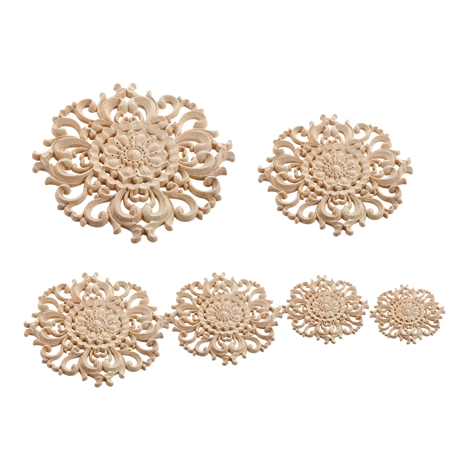 

10/12/15/20/24/30cm Floral Wood Carved Corner Woodcarving Decal Onlay Applique Decorative Sculpture Home Furniture Walls Decor