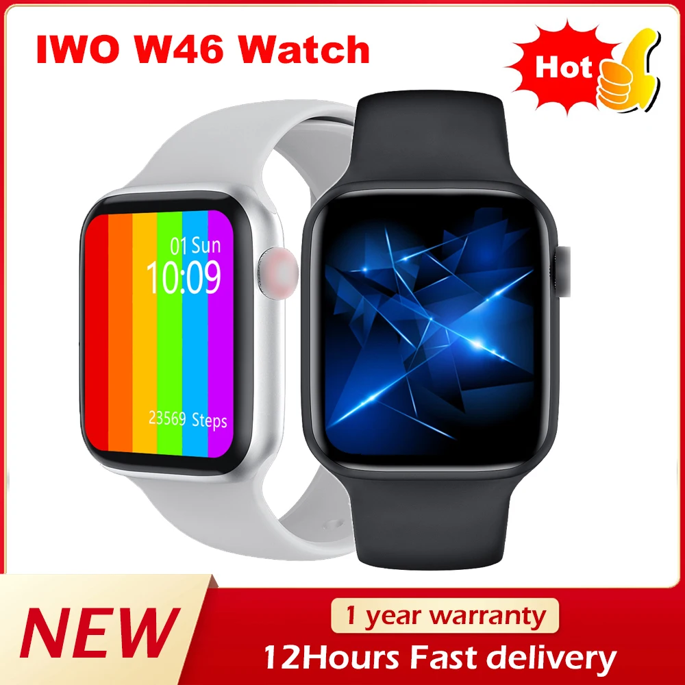 

NEW W46 IWO Smart Watch Face 1.75 Inch 320*385 44MM/40MM DIY Screen Wireless Charging W46 Original smartwatch Men/women PK DT100