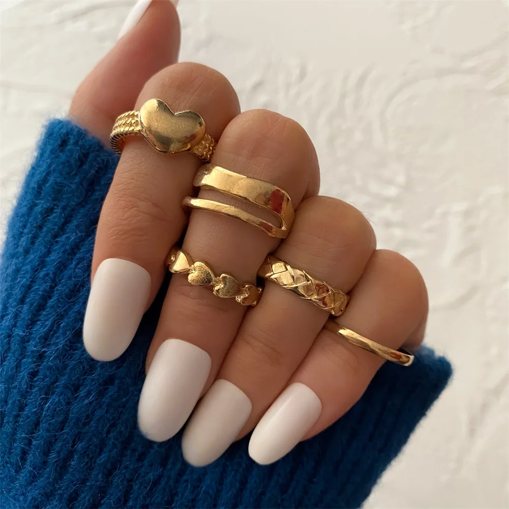 5 шт. винтажный Готический набор колец для влюбленных мульти Ele Мужской комплект