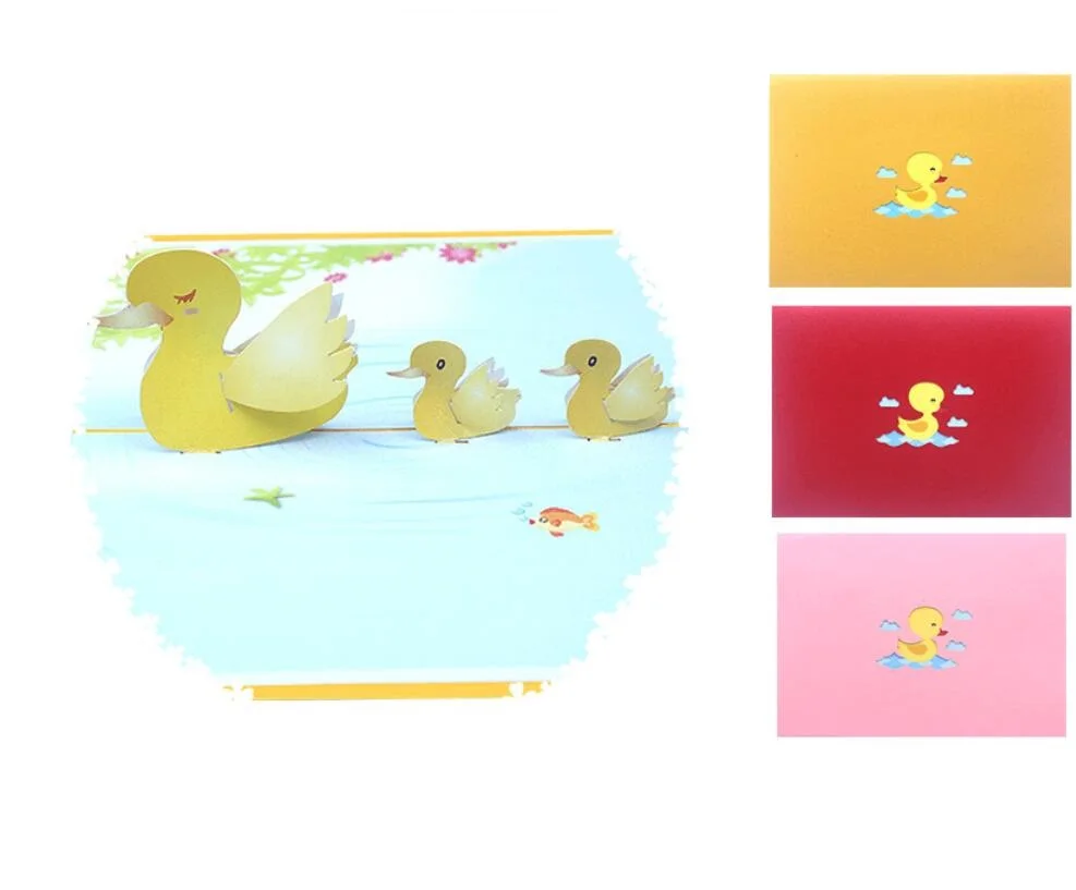 

10pcs Handmade Kirigami Origami Duck 3D Greeting Cards Invitation card For Baby shower Christmas Wedding Birthday Party Gift