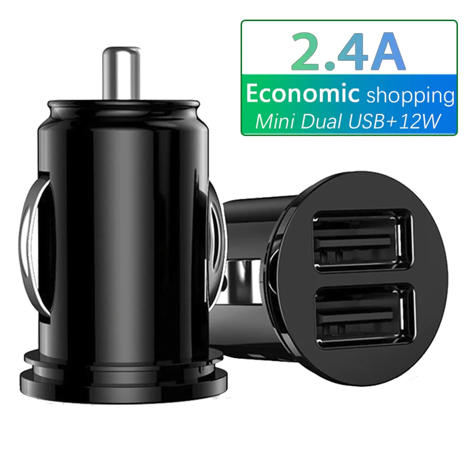 

Car Truck Dual 2 Port USB Mini Charger Adapter for iPhone 7 Plus 6 5S 4s Huawei P10 S8 S7 celular Black 12V Power