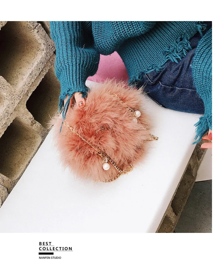 Luxury Designer Fur Purse Women Ostrich Feathers Evening Party Bag Famous Brand Handbag Fall Winter Party Day Cluthes Drop Ship