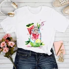 Женская футболка с коротким рукавом и принтом фруктового сока, размеры до 3XL