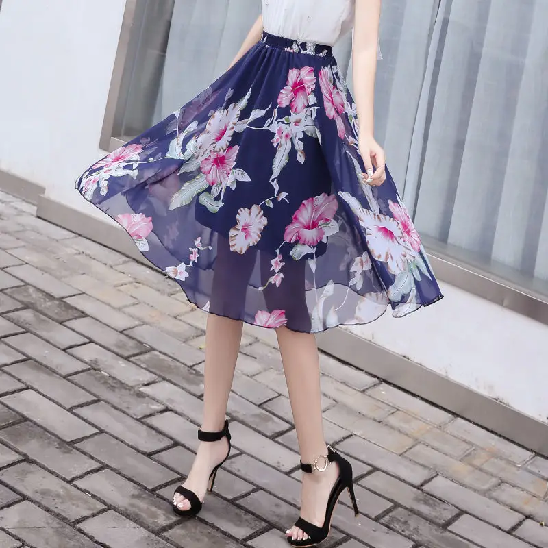 Юбка женская с завышенной талией Повседневная Свободная элегантная юбка до