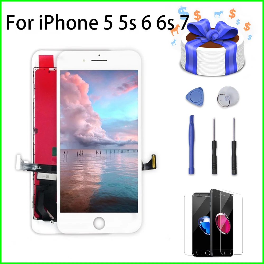Pantalla lcd для iPhone 5 6 7 5s 6s Замена дисплея Digiziter сборка 3D сенсорный экран без битых