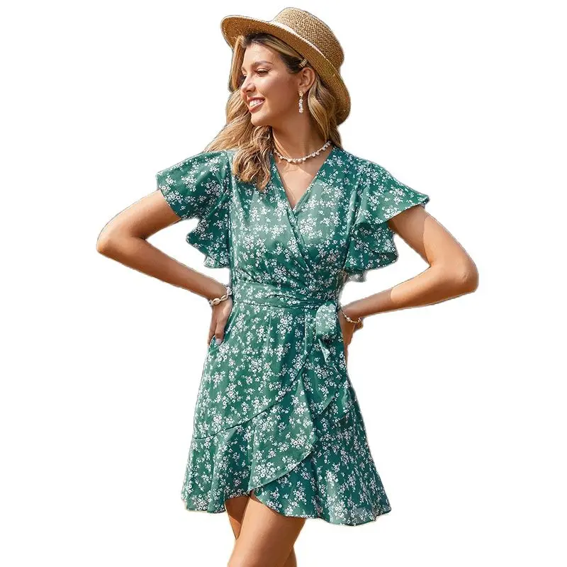 

Dresses for women casual Printed short sleeve High Waist Chiffon slim women's fashion dress vestido elegant 2021 woman sexy new
