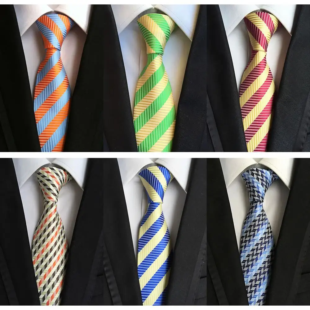 Классический мужской галстук для свадебной вечеринки Полосатый шелковый
