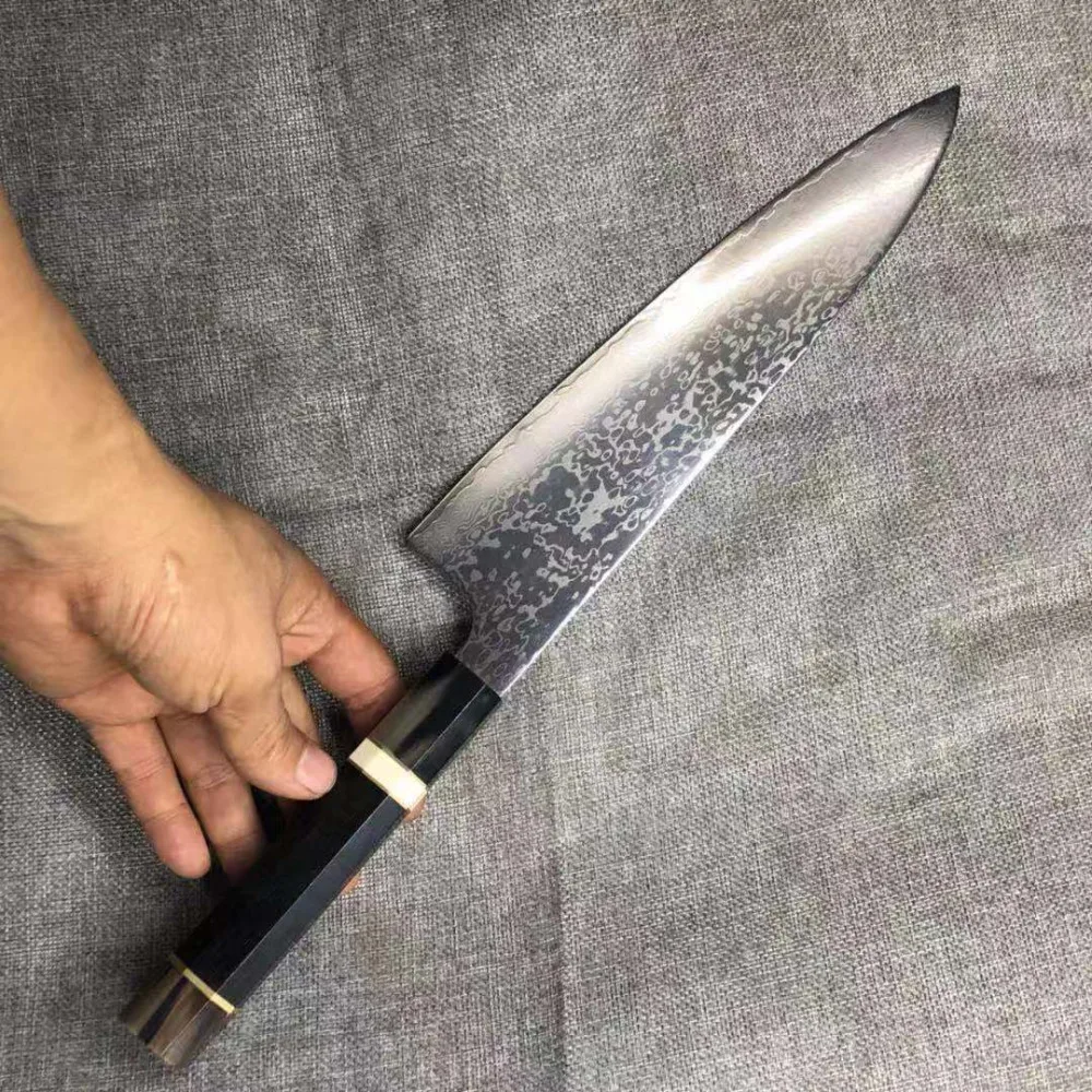 Нож шеф-повара Дамасская сталь кухонный инструмент Острый японский santoku knfie