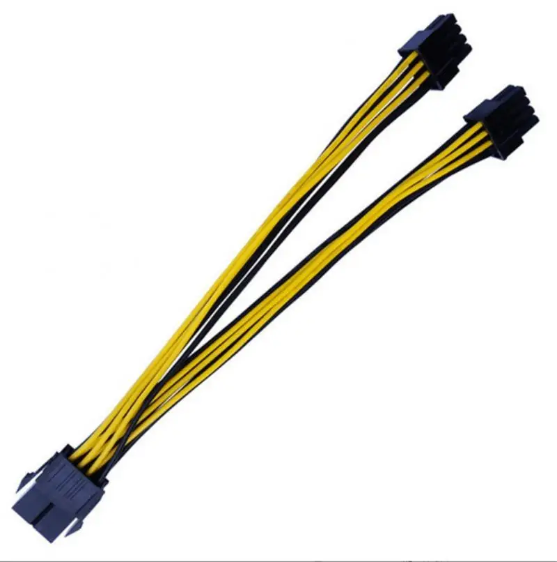 

PCI-E PCIE 8p Female To 2 Port Dual 8pin 6+2p Male GPU Graphics Video Card Miner Power Extension Cable Cord 18AWG Wire