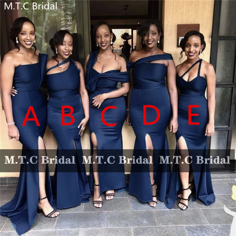 

Длинные платья русалки темно-синего цвета для подружки невесты с разрезом 5 стилей с открытой спиной длина до пола черные платья для подружки невесты для вечеринки недорогие