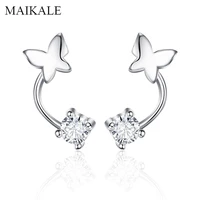 maikale creative design butterfly small stud earrings for women square cubic zirconia charm earring wedding party jewelry gifts