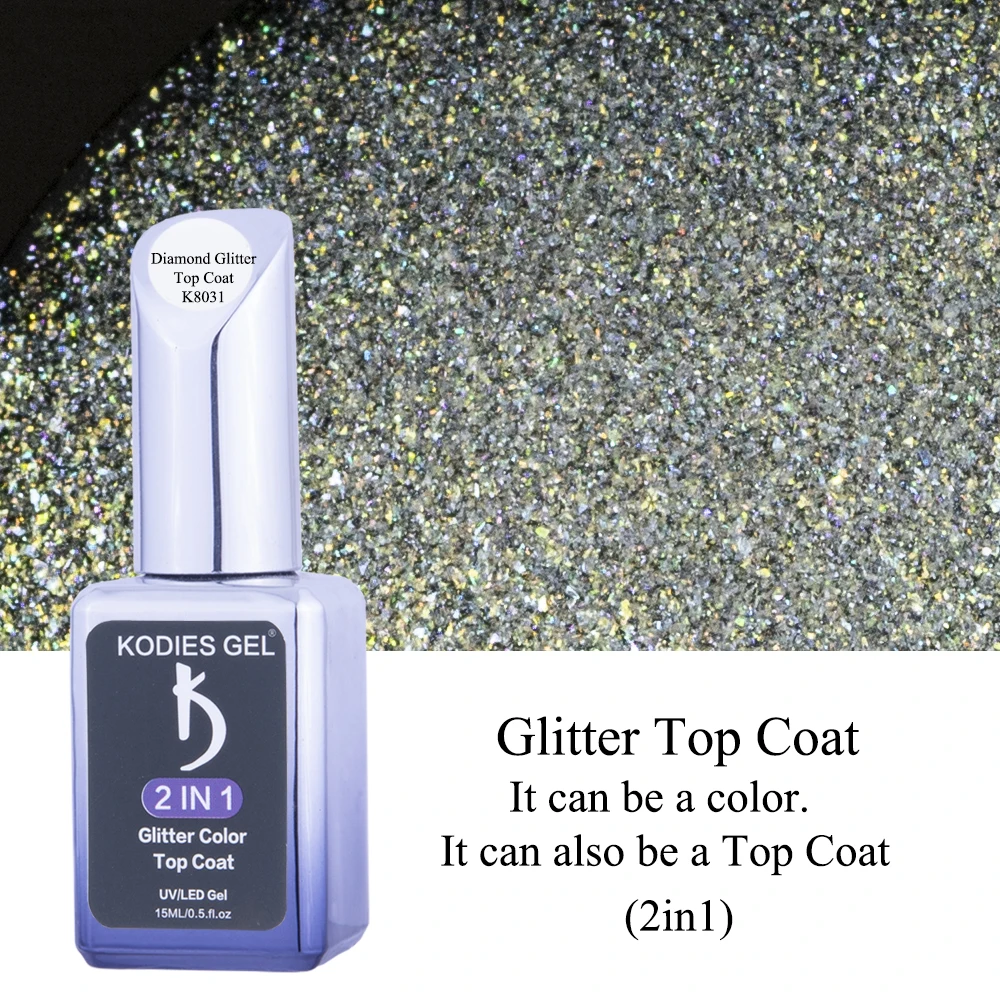 KODIES GEL Diamond Top Coat for Nail Varnish 15ML Super Shine UV Gel Polish Soak Off Semi Permanent Glitter Topcoat No Wipe | Красота и