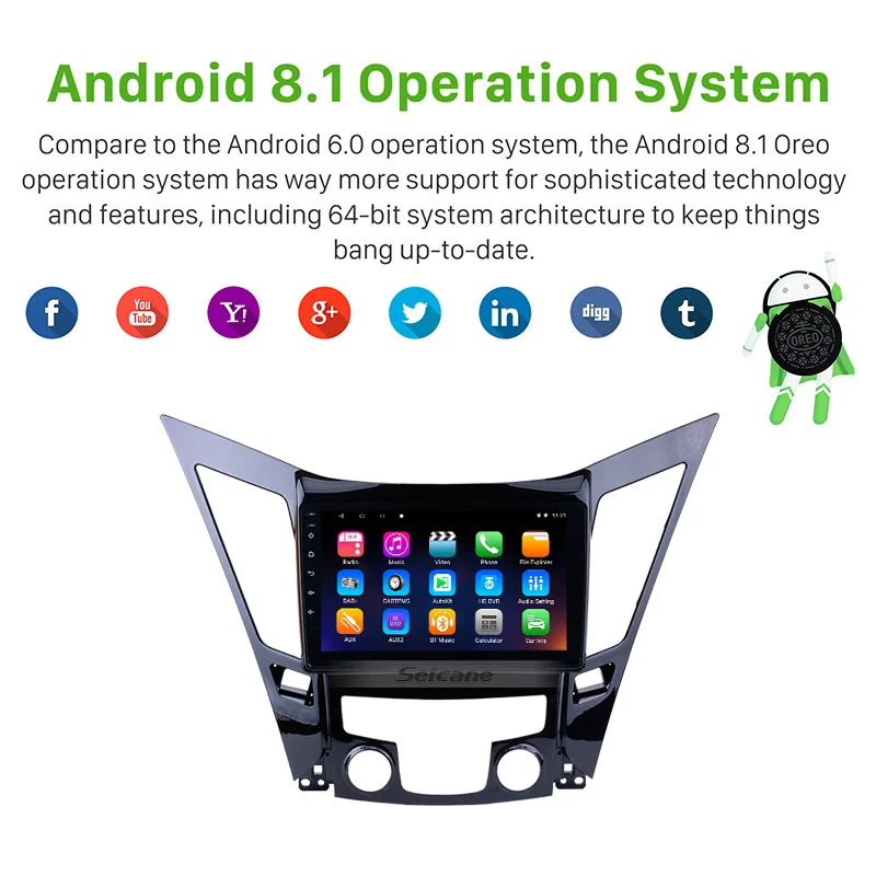 Seicane Android9.0 Автомобильный gps 2Din Navi мультимедийный плеер для HYUNDAI Sonata i40 i45 2011 2012 2013 2014