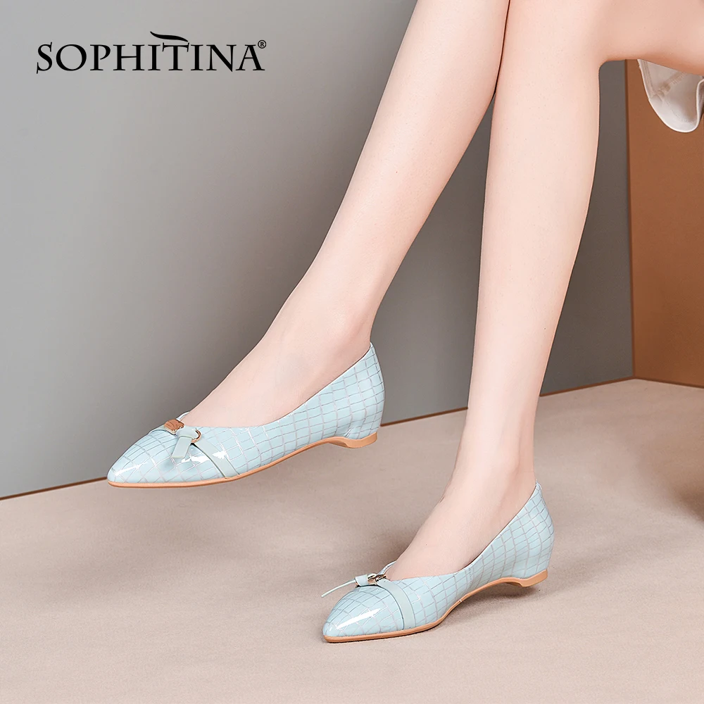 

SOPHITINA Women's Pumps Elegant Fashion Leather Handmade Shoes Women Pointed Toe Shallow Leisure Concise Women's Shoes SO528