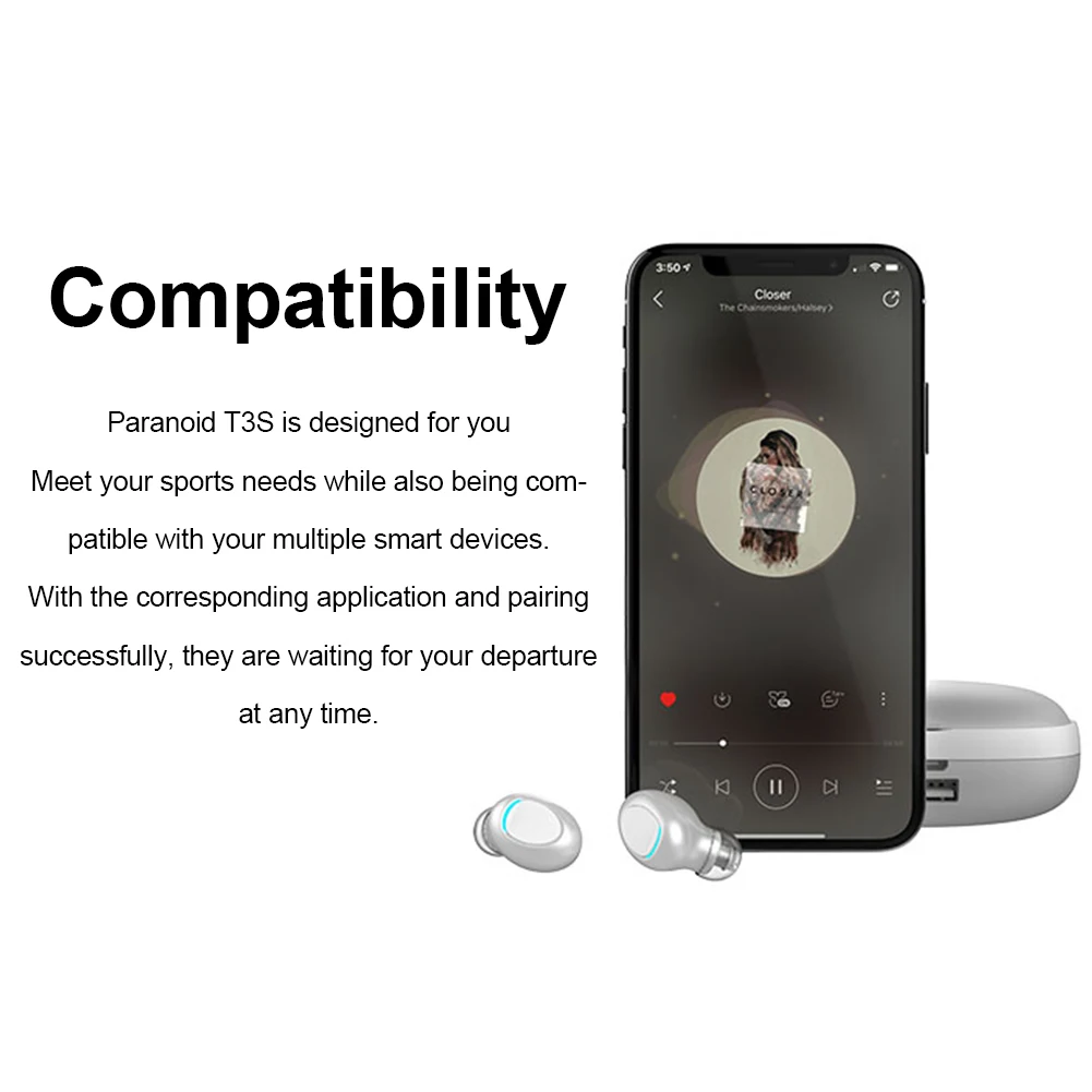 T3S TWS сенсорный Bluetooth наушники HD стерео беспроводные наушники с шумоподавлением игровые наушники