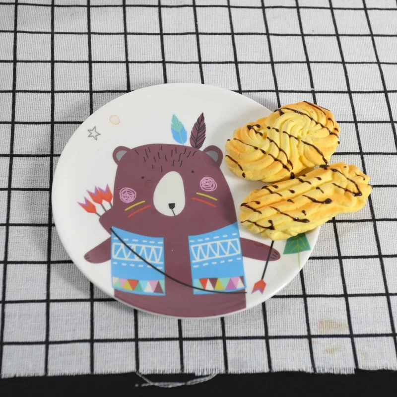 Меламиновые Мультяшные обеденные тарелки имитация фарфоровой посуды десертное