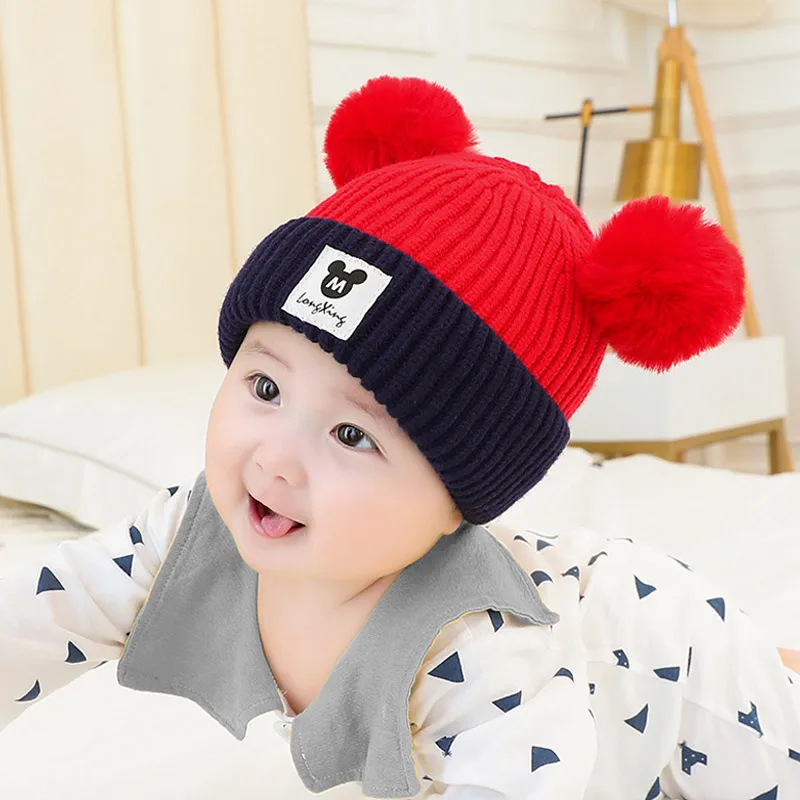 Детская шапка шапки-бини Дети Детские теплые зимние шерстяные шляпы