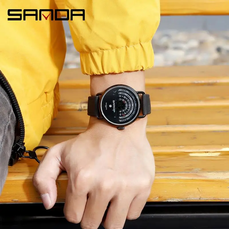 Часы наручные Sanda Мужские кварцевые роскошные брендовые водонепроницаемые с
