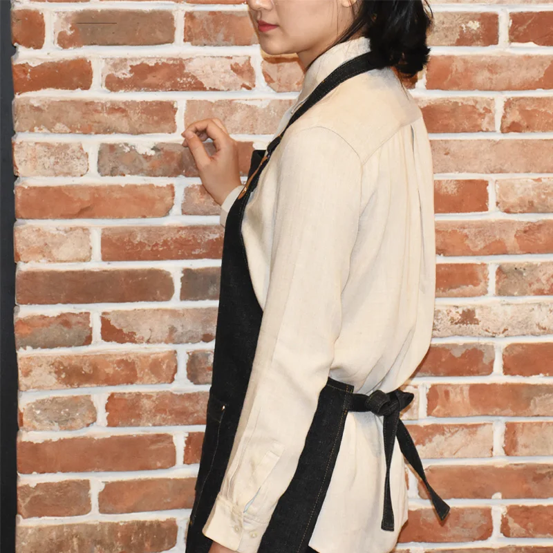 

Denim apron, flower art, coffee shop, milk tea shop, manicure, restaurant, chef, work clothes, custom logo