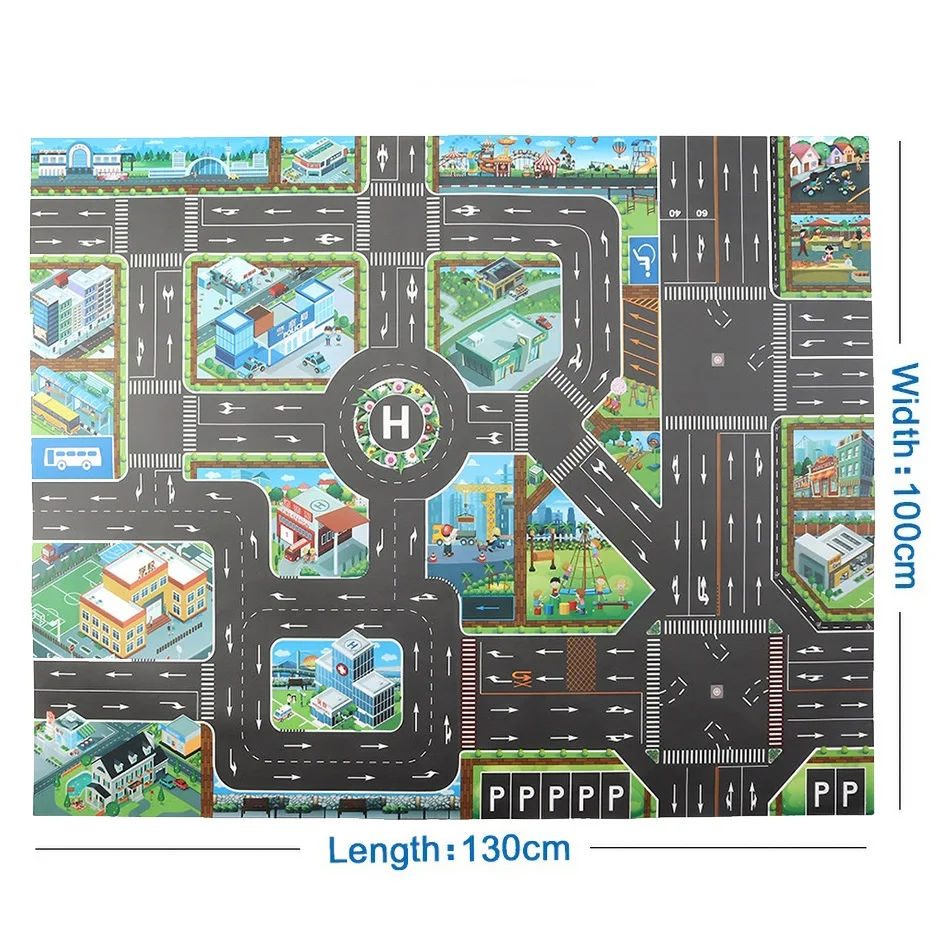 

Baby Crawling Mats Canvas Climbing Mat Kids Rug Developing Boy and Girl Big City Traffic Road Carpet Toys Thin Non-Woven Plastic
