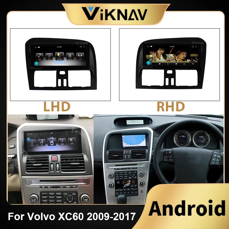 

2 din автомагнитола в стиле Тесла, DVD-плеер, стерео для Volvo XC60 2009-2017 LHD RHD, автомобильный радиоприемник, мультимедийный плеер, Android, GPS-навигатор