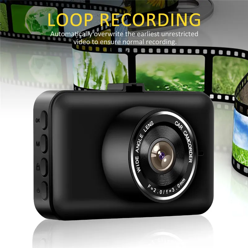 Кронштейн присоски автомобиля тире Камера FHD 3 дюймов Ночное видение Protruly Full HD 1080P