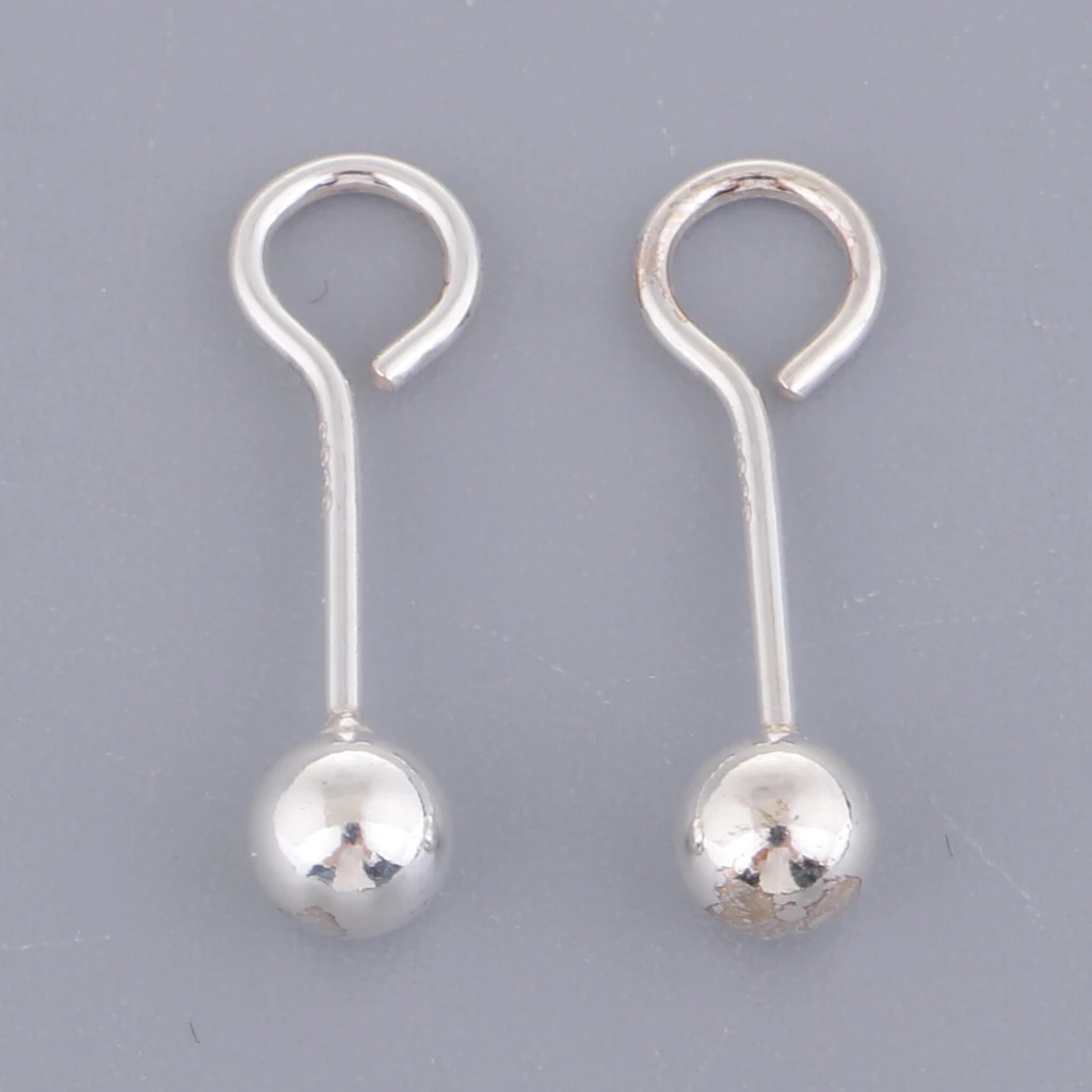 

1 Pair Sterling Silver Earwire Ball French Earring Hook Studs Findings Posts