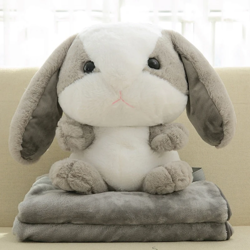 

45CM Cute Plush Big Ears Rabbit Backpack Blanket Plush Toy Sleeping Pad Pillow Sofa Home Car Decoration Plush Toy Birthday Gift