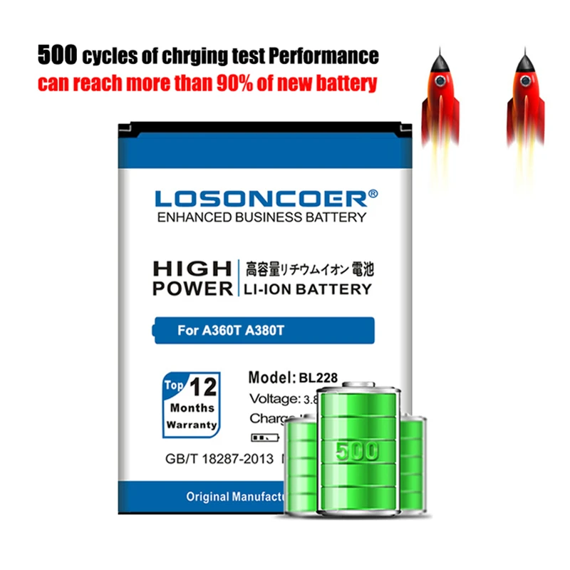 LOSONCOER 3700mAh BL228 хорошее качество батарея для Lenovo A380T A360T A588T + номер отслеживания|battery