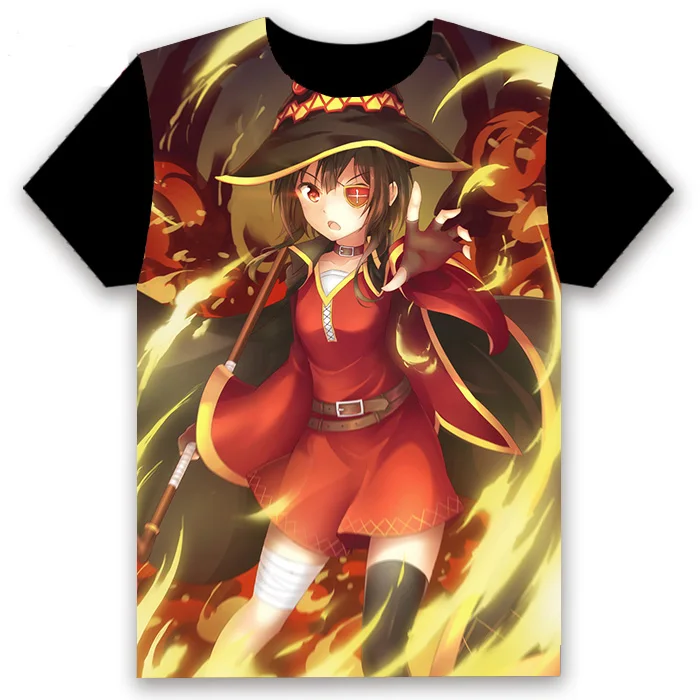 Модная мужская футболка аниме KonoSuba Megumin Aqua Dark Satou Kazuma косплей с коротким рукавом