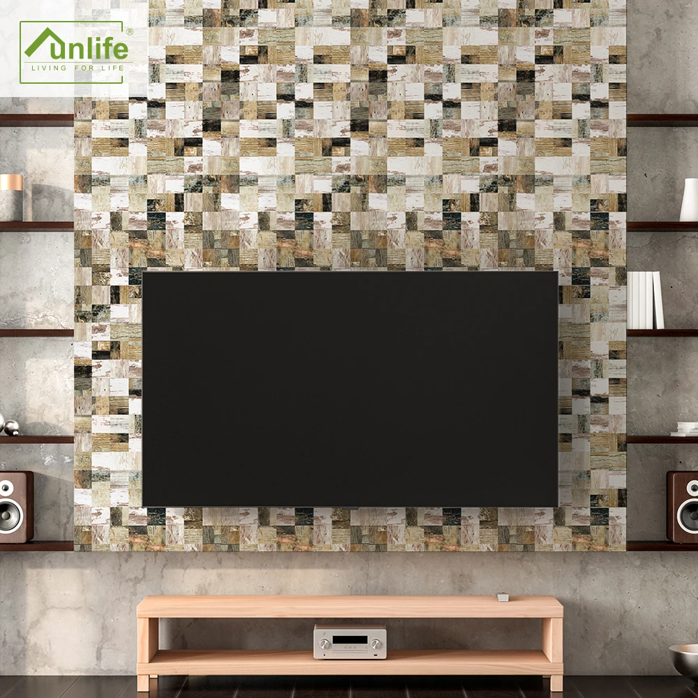 

Funlife® Retro Wood Grain Mosaic Tile Sticker Peel&Stick Wall Sticker Kitchen Easy to Clean Self-Adhesive Kitchen Backsplash DIY
