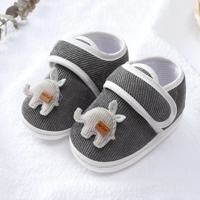 

Infant Cotton Baby Boys Girls Crib Shoes Soft Sole Anti-slip Toddler Casual Shoes Cute Cartoon Elephant First Walker Prewalker