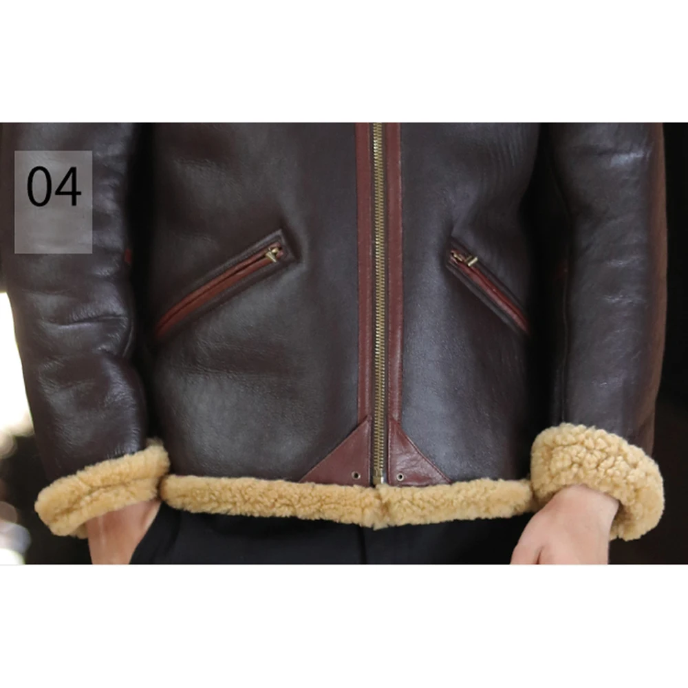 

SANI New Sheepskin Fur Shearling Coat Brown Real Fur Coat Thick Winter Warm Coat Natural Fur Jackets For Men
