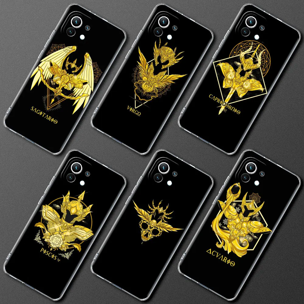 

Clear Case For Xiaomi Mi Poco X3 NFC 10T Pro M3 Note 10 Lite 9T F3 Shockproof Soft Silicone Phone Cover Anime Saint Seiya Logo