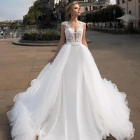 luxury mermaid wedding dresses sleeveless satin detachable train 2 in
