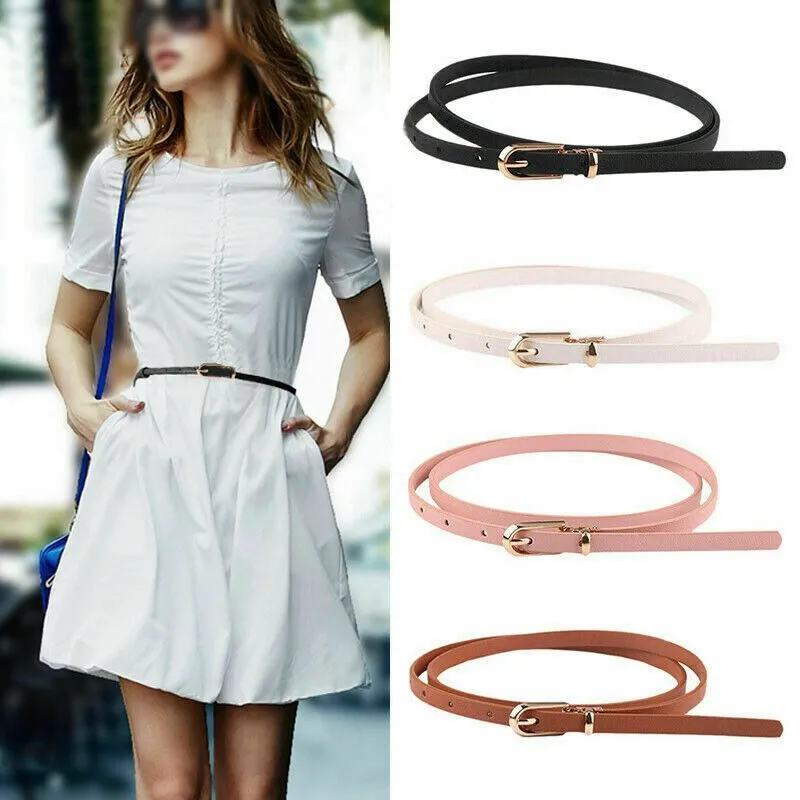 

Belt Simple Skinny Waist Belt Faux Leather Ladies Women Adjustable Thin Belts