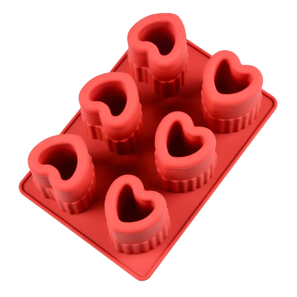 6 cavity 3D сердце форма кубика льда силиконовая для сделай сам Домашний лед кий лоток