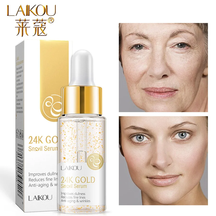 

LAIKOU 15ml 24k Gold Serum Vitamin c Facial Serum Essence Hyaluronic Acid Cream Anti Wrinkle Whitening Face Care Essence Skin